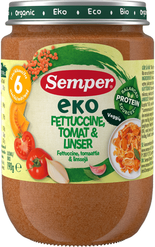 Semper EKO有机意面番茄扁豆泥 6个月儿童餐 190g