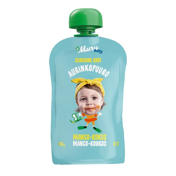 Muru Baby Aurinko Luomukaurapuuro mango ja kookos 100 g 6 kk|Muru Baby Aurinko 有机燕麦片芒果和椰子 100 克 6 个月