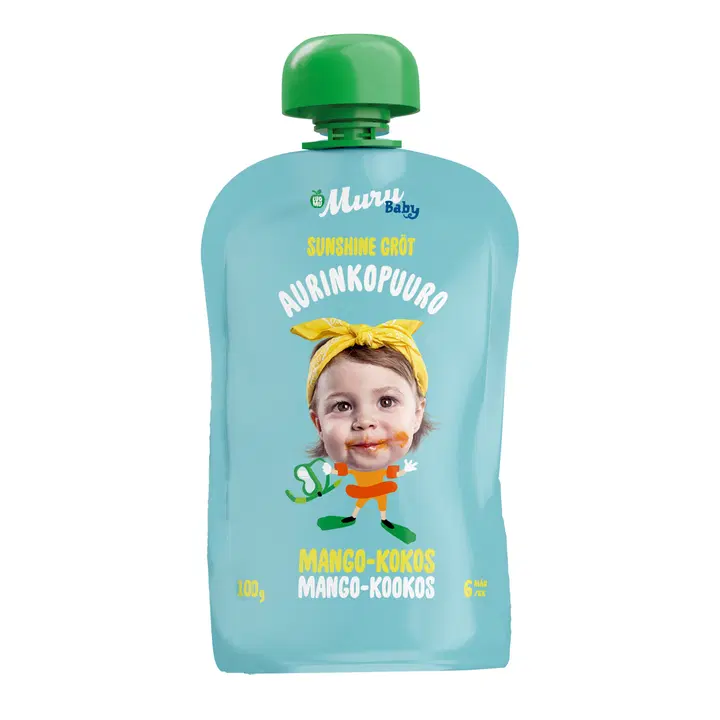 Muru Baby Aurinko Luomukaurapuuro mango ja kookos 100 g 6 kk|Muru Baby Aurinko 有机燕麦片芒果和椰子 100 克 6 个月