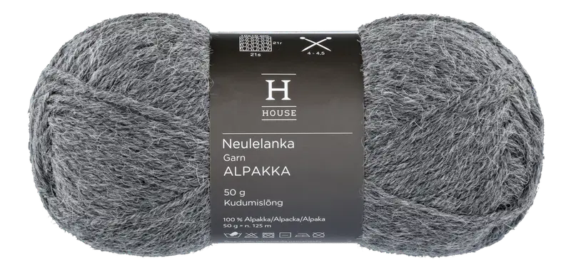 House 编织毛线 羊驼毛 710234 50克 深灰色 1026|House neulelanka Alpakka 710234 50 g Dark Grey 1026