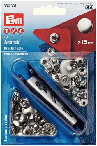Prym 按扣 15mm 10个 银色|Prym painonappi 15mm 10kpl hopeanvärinen