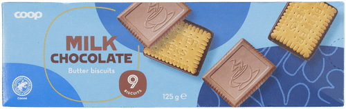 Coop 牛奶巧克力黄油饼干 125 g|Coop maitosuklaavoikeksi 125 g