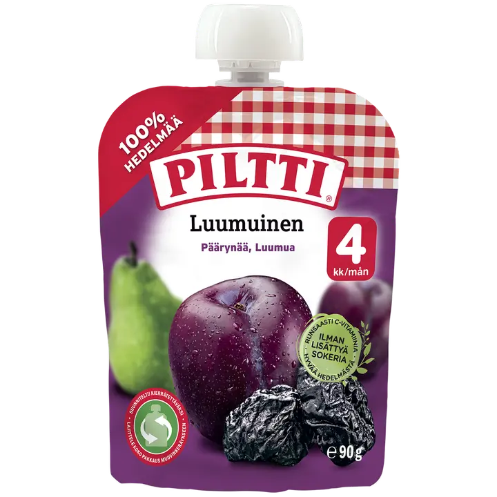 Piltti 90g Luumuinen hedelmäsose 4kk annospussi|Piltti 90克李子果泥4个月份袋