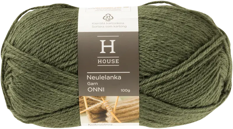 House Onni 编织线 100克 深绿 1490|House neulelanka Onni 100 g Dark Green 1490