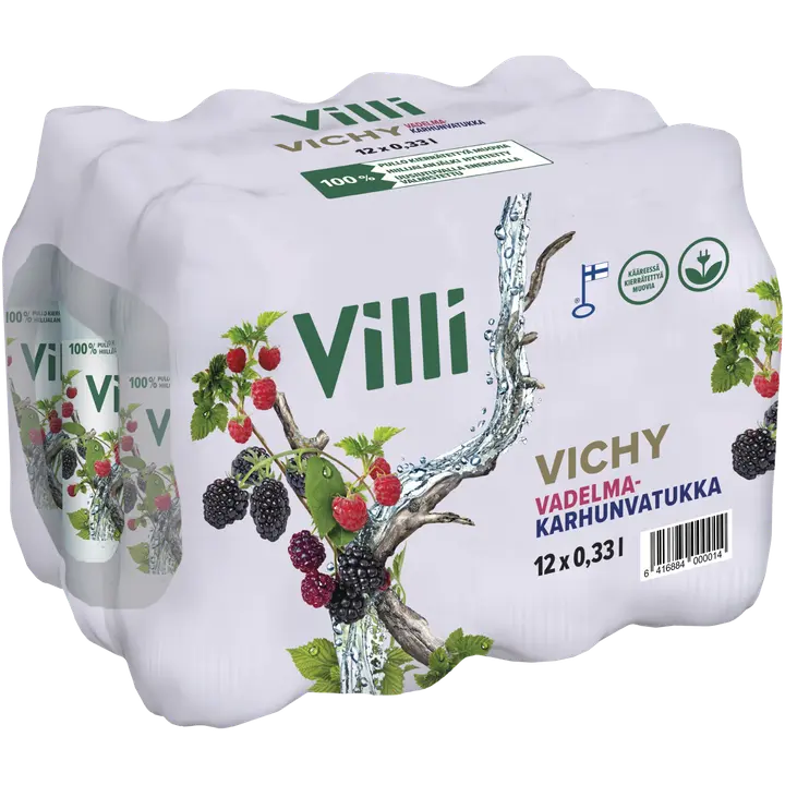 12 x Villi Vichy vadelma-karhunvatukka 0,33 l|Villi 12 x 野生维希覆盆子-黑莓 0,33 l