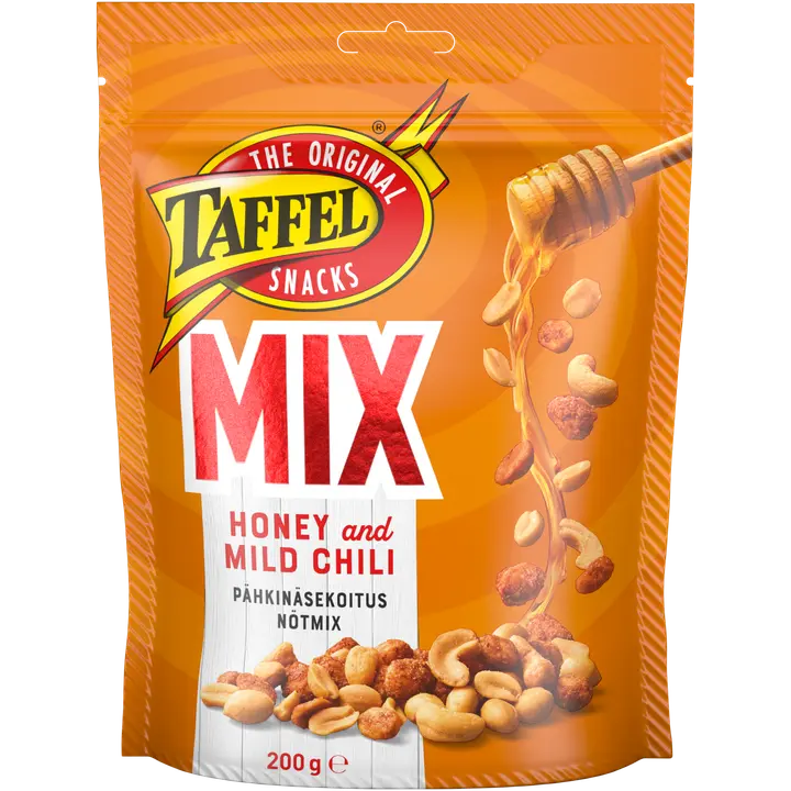 Taffel Mix honey & mild chili pähkinäsekoitus 200g-Taffel 混合蜂蜜和温和的辣椒坚果混合物 200g