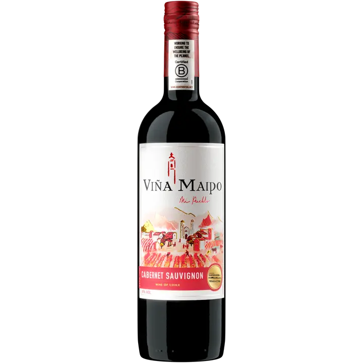 Viña Maipo Cabernet Sauvignon 8 %, 0,75 l punaviini lasipullo|Viña Maipo 赤霞珠 8%,0.75 升红饮料玻璃瓶