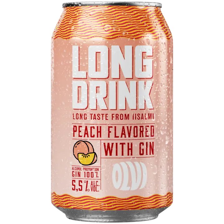 OLVI Long drink Peach with gin 5,5 % 0,33 l tlk|OLVI Long drink 桃子杜松子饮品 5.5% 0.33 l tlk
