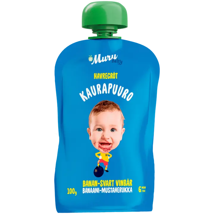 Muru Baby Luomukaurapuuro, banaani ja mustaherukka, alkaen 6 kk, 100 g|Muru Baby 有机燕麦片、香蕉和黑加仑,从 6 个月起, 100 g
