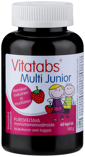 Vitatabs 小多儿童咀嚼多种维生素 60 kpl|Vitatabs Multi Junior pureskeltava monivitamiinivalmiste 60 kpl