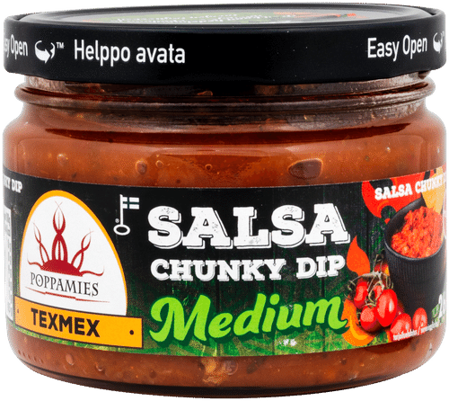 Poppamies Texmex Salsa Chunky Dip Medium keskitulinen salsakastike 260g