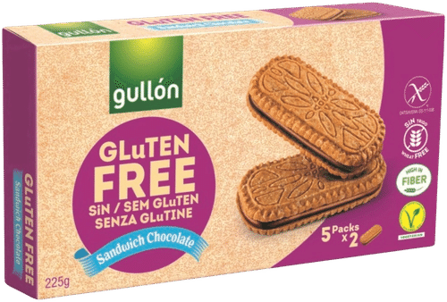 Gullón 古隆三明治巧克力夹心饼干 225克 无麸质|Gullòn Sandwich suklaatäytekeksi 225g Gluteeniton