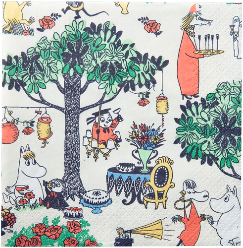 Moomin 花园派对餐巾 20片/33厘米|Moomin Puutarhakutsut lautasliina 20kpl/33cm