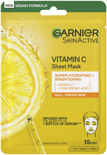 Garnier SkinActive Vitamin C Sheet Mask Super Hydrating + Brightening kosteuttava ja heleyttävä kangasnaamio 28 g