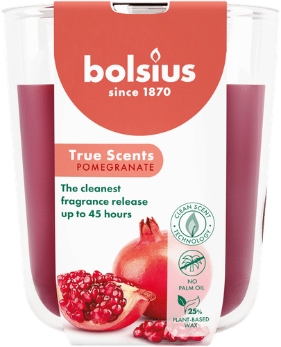 Bolsius True Scents – 玻璃杯香薰蜡烛 – 红石榴 – 红色 – 大号|Bolsius True Scents – tuoksukynttilä lasissa – Granaattiomena – punainen – suuri