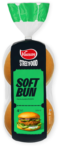 Vaasan Street Food SOFT BUN perunaburgeri 280g 4 kpl Gourmet Hampurilaissämpylä|Vaasan Street Food 软面包 土豆汉堡 280g 4片 美食汉堡面包