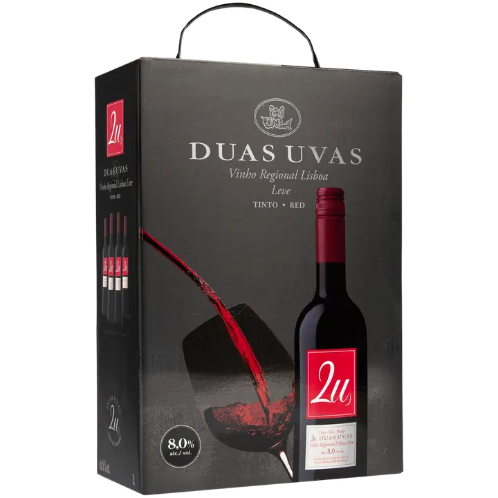2U Duas Uvas Vinho Regional Lisboa Leve punaviini 8,0 til-% 3L BIB|2U Duas Uvas Vinho 里斯本地区宽红饮料 8.0 vol% 3L BIB