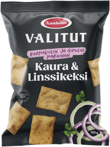 Kantolan 精选燕麦亚麻籽饼干 酸奶油洋葱味 100g|Kantolan Valitut Kaura & Linssikeksi kermaviili ja sipuli 100g