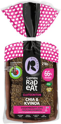 Rosten 种子脆片 无麸质奇亚籽藜麦薄脆 10片 210g|Rosten Siemenrapeat gluteeniton chia&kvinoa siemennäkkileipä 10kpl 210g