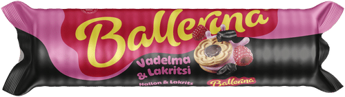 Kantolan 芭蕾娜覆盆子甘草夹心饼干 190g|Kantolan Ballerina vadelma ja lakritsi täytekeksi 190g