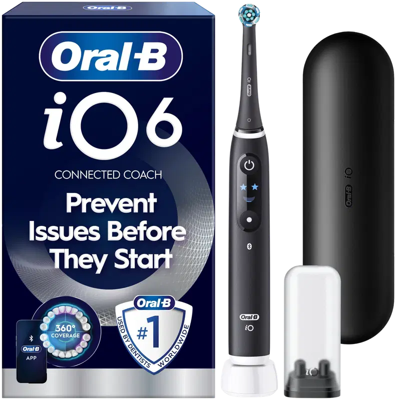 Oral-B iO6 Black Lava电动牙刷+旅行盒+牙刷架+备用刷头|Oral-B iO6 Black Lava sähköhammasharja +matkakotelo + hammasharjateline + lisävaihtoharja