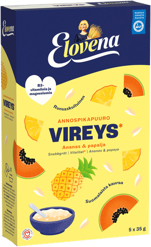 Elovena 175g vireys ananas & papaija annospikapuuro|Elovena 175g 活力 菠萝木瓜即食燕麦粥