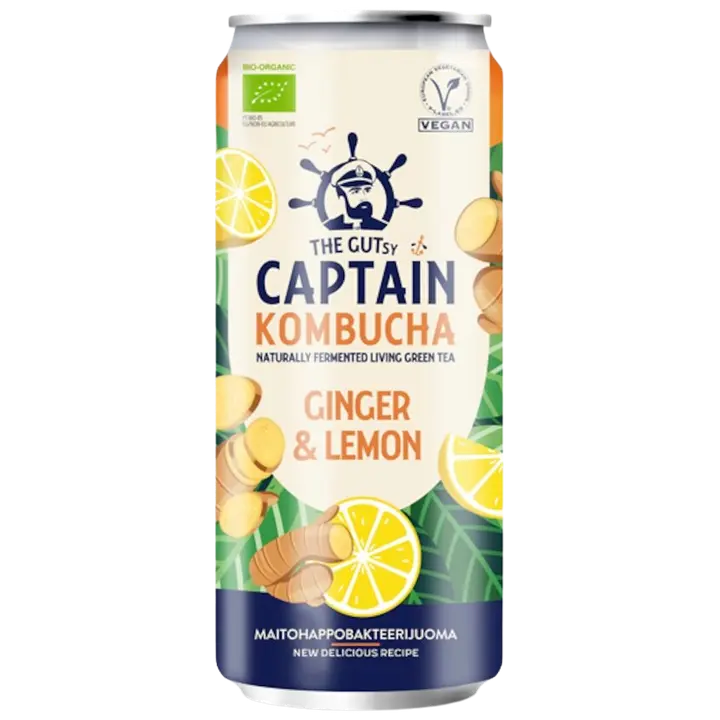 The Gutsy Captain Kombucha Ginger Lemon kombucha juoma LUOMU 250ml|The Gutsy Captain Kombucha 姜柠檬康普茶有机饮料 250ml