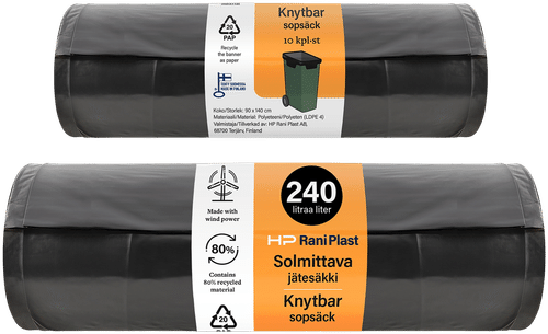HP Rani Plast AB 240 L solmittava jätesäkki 10 kpl