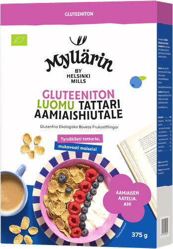 Myllärin Gluteeniton Luomu Tattari Aamiaishiutale 375 g|Myllärin 无麸质有机荞麦早餐片 375g