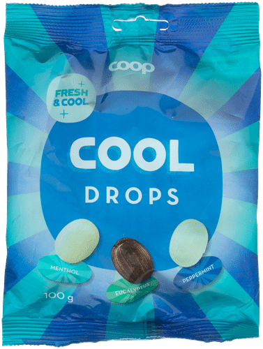 Coop 清凉滴剂含片 薄荷、胡椒薄荷和桉树 100 g|Coop Cool Drops pastilli mentoli, piparminttu ja eukalyptus 100 g