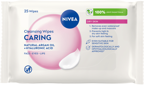 NIVEA 25kpl 3-in-1 Caring Cleansing Wipes puhdistusliinat