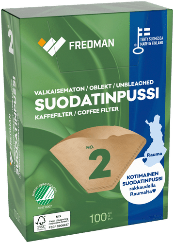 Fredman suodatinpussi No 2 valkaisematon 100kpl|Fredman 2号未漂白过滤袋 100kpl