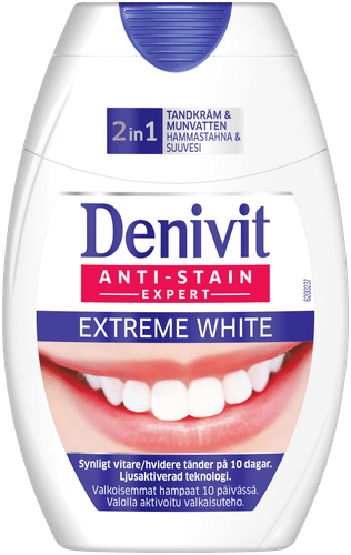 Denivit Extreme White 二合一牙膏&漱口水 75ml|Denivit Extreme White 2 in 1 Hammastahna & Suuvesi 75ml