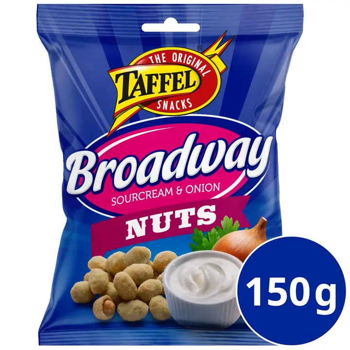 Taffel Broadway Nuts sourcream & onion kuorrutettu maapähkinä 150g-Taffel 百老汇坚果酸奶油洋葱釉面花生 150g