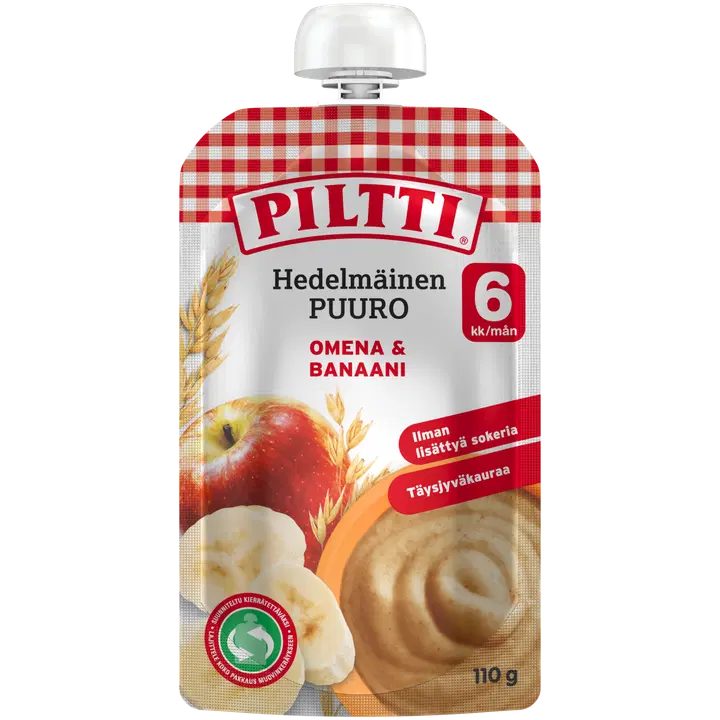 Piltti 110g Hedelmäinen Puuro Omena-banaani 6kk annospussi|Piltti 110克苹果香蕉水果粥6个月袋装