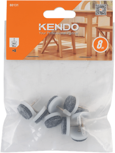 Kendo 毛毡脚垫带钉 20 毫米 8 个,白色