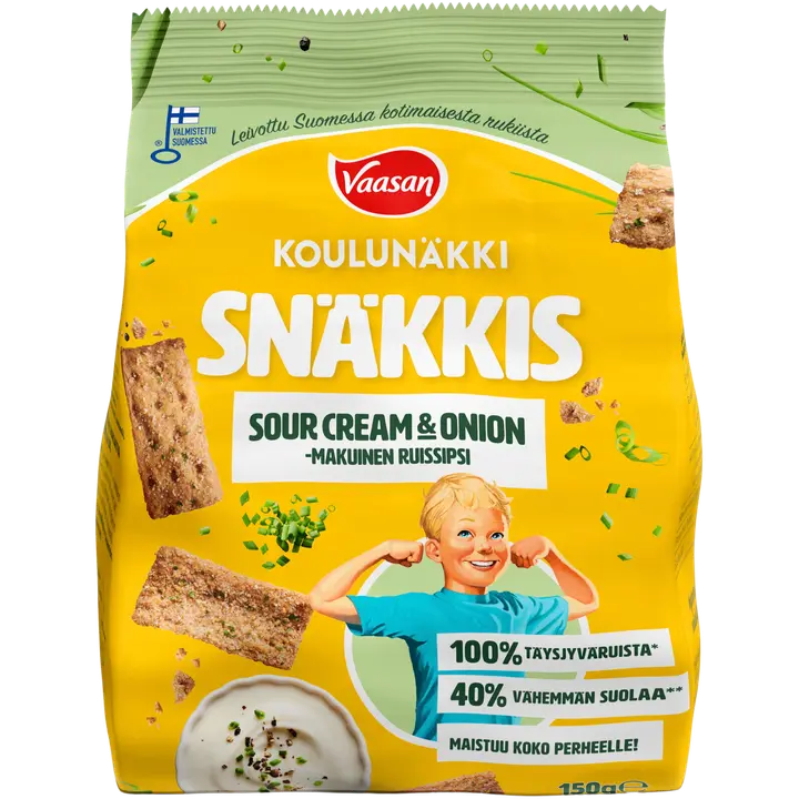 Vaasan Koulunäkki Snäkkis Sourcream & Onion 150g-Vaasan Koulnäkki 零食酸奶油和洋葱 150g