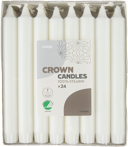 Coop 皇冠蜡烛 白色 20厘米 24 kpl