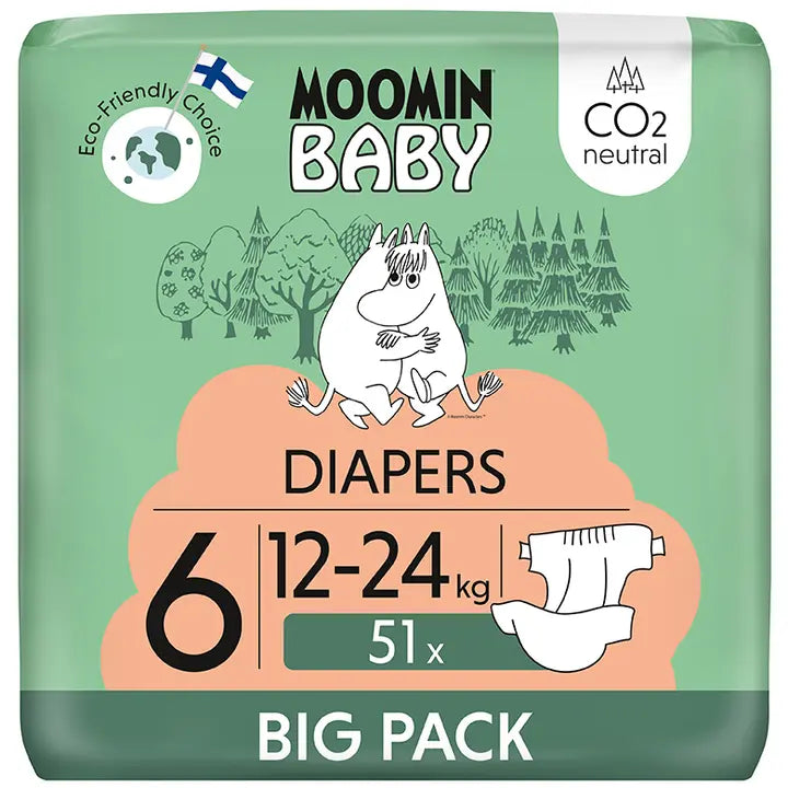 Moomin Baby Diapers teippivaippa 6 - 51 kpl 12-24 kg|Moomin Baby 尿布 胶带尿布 6 - 51 件 12-24 公斤