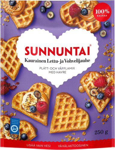 Sunnuntai 250g lettu- ja vohvelijauhe 100% kauraa|Sunnuntai 250克纯燕麦煎饼华夫饼粉