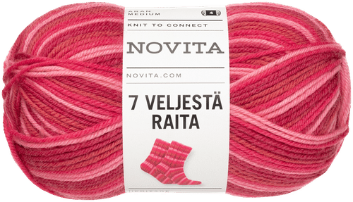 Novita 7 Veljestä Raita 纱线 100g 玫瑰梦境 938