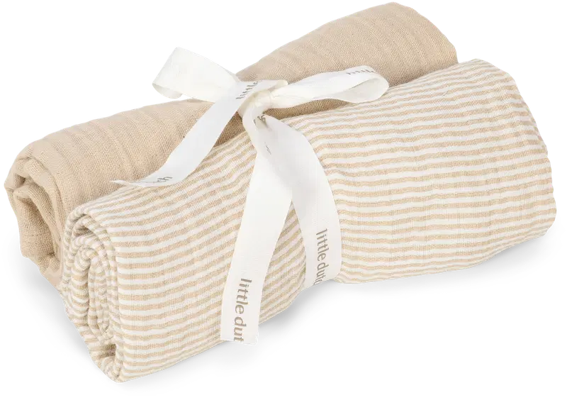 Little Dutch 纱布巾2条 70x70cm 纯柔米色|Little Dutch harsoliina 2kpl 70x70cm Pure Soft Beige