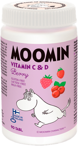 Moomin C和D维生素 浆果味咀嚼片 90片 膳食补充剂