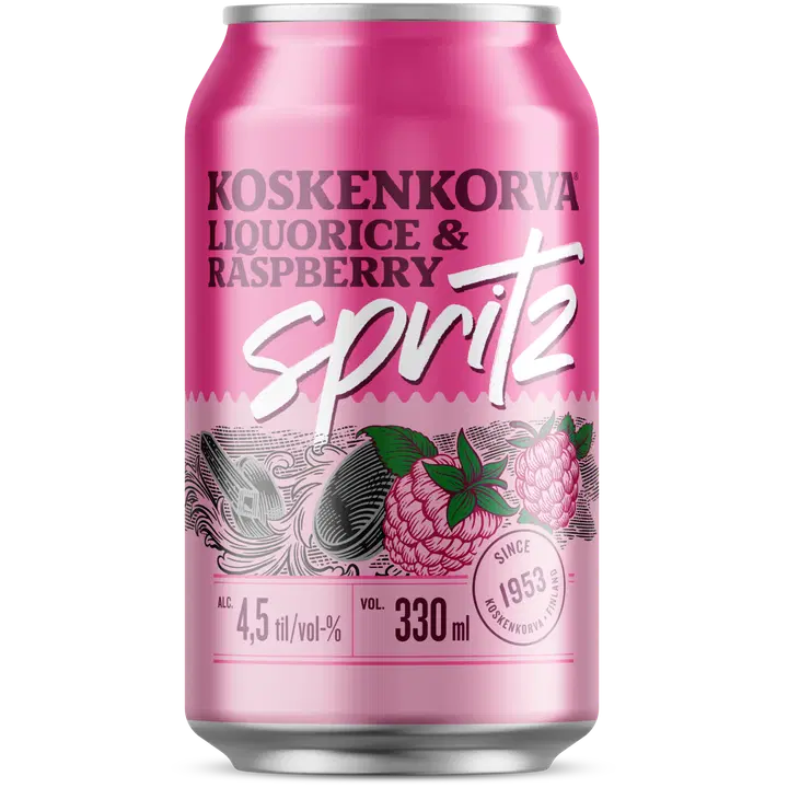 Koskenkorva Spritz Liquorice Raspberry 4,5% 33cl CAN|Koskenkorva Spritz 甘草覆盆子 4.5% 33cl 罐装