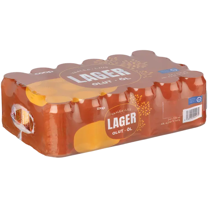 24-pack Coop Lager olut 4,2 % tölkki 0,33 L|Coop 24 罐装 Coop Lager 饮料 4.2% 罐装 0,33 L