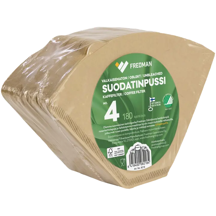 Fredman suodatinpussi No 4 valkaisematon 180kpl|Fredman 4号未漂白过滤袋 180kpl