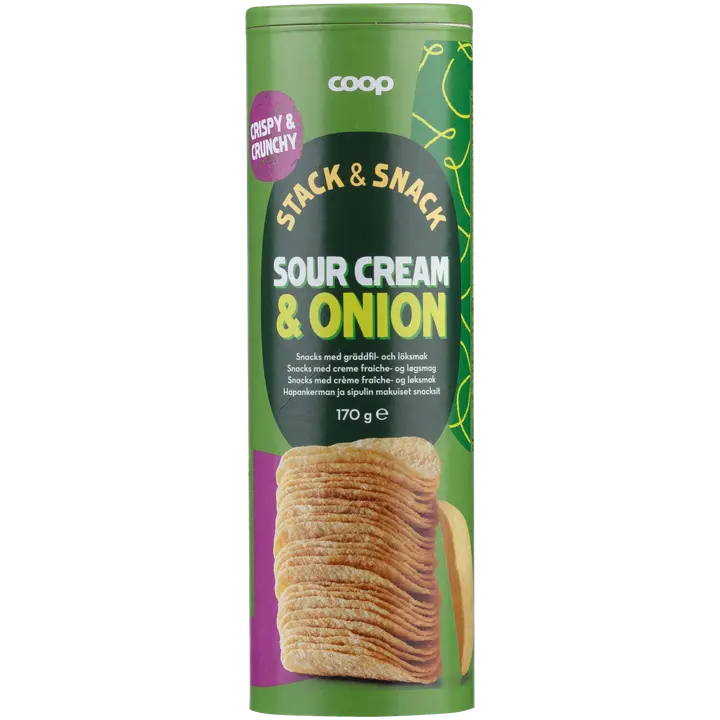 Coop hapankerman ja sipulin makuiset snacksit tuubi 170 g-Coop 酸奶油洋葱味零食管 170 g