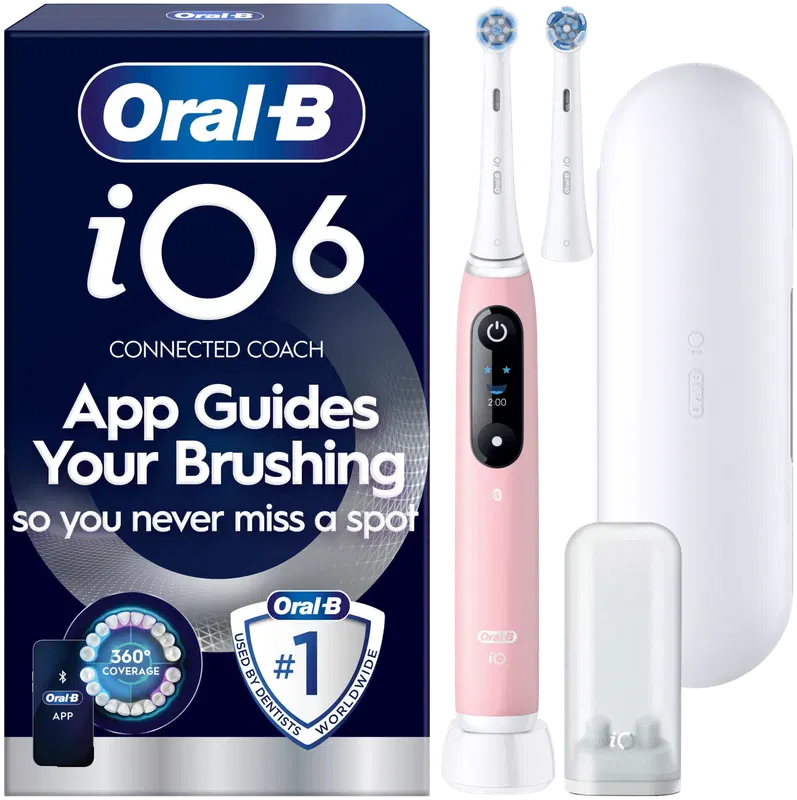Oral-B iO6系列粉砂敏感型电动牙刷+替换刷头|Oral-B iO6 Series Pink Sand Sensitive sähköhammasharja + lisävaihtoharja