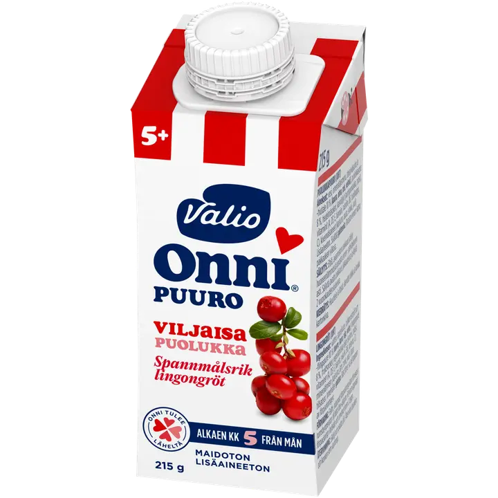 Valio Onni® viljaisa puolukkapuuro 215 g UHT (alk 5 kk)|Onni Valio Onni® 越橘麦片粥 215 克 UHT(5 个月以上)