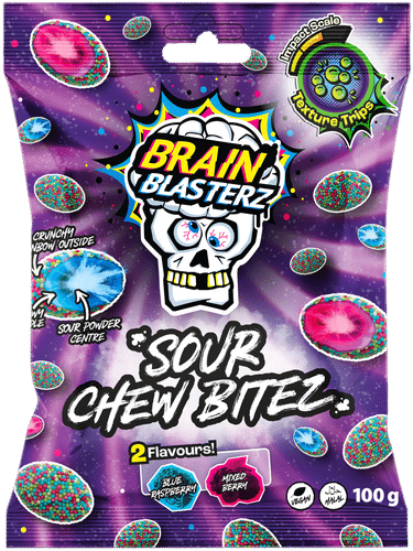 Brain Blasterz Sour Chew Bitez makeispussi 100g